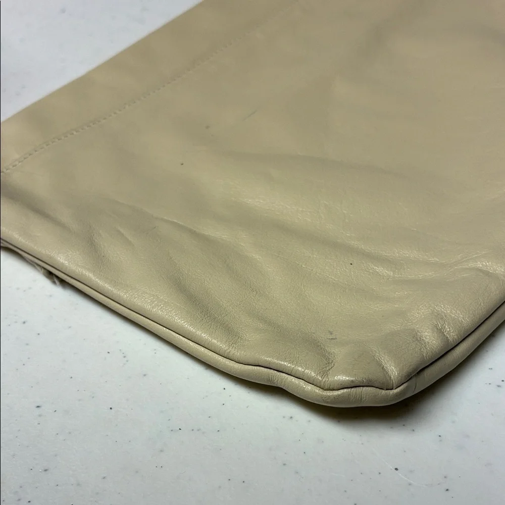Cream Leather Clutch